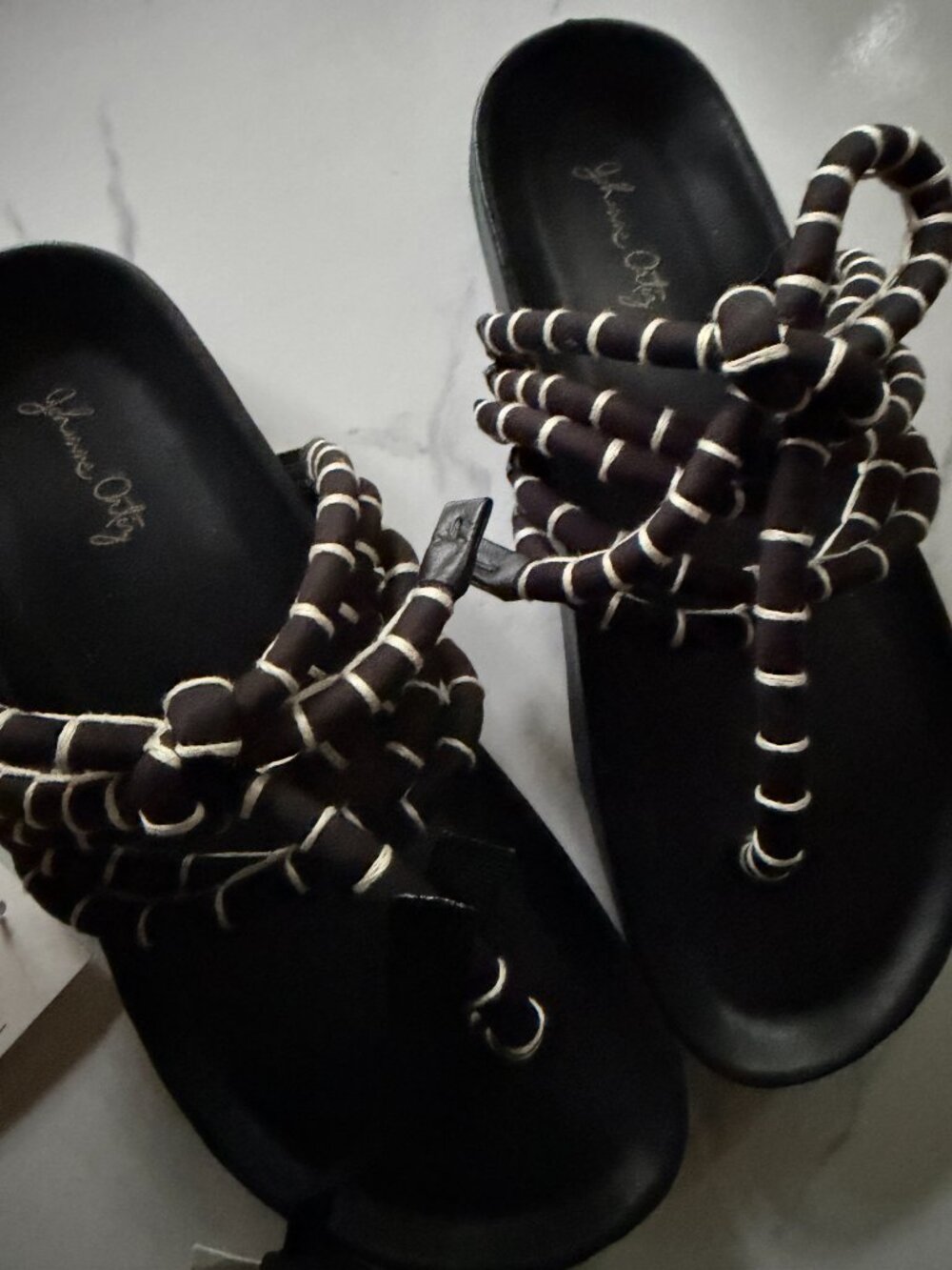 Johanna Ortiz Black Tribal Whisper Cotton Cord Sandal Sz 40 NWT - Picture 5 of 8